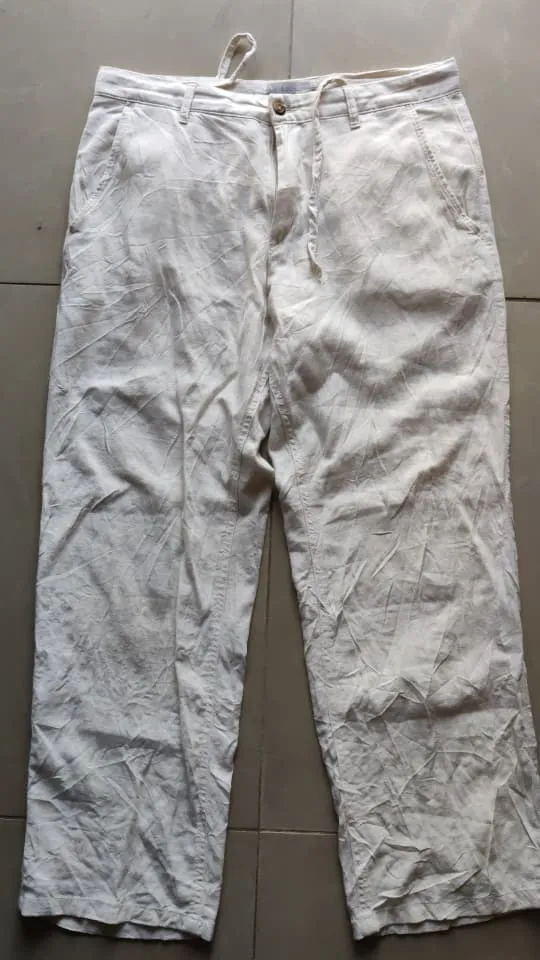 Pantalon lin cassé